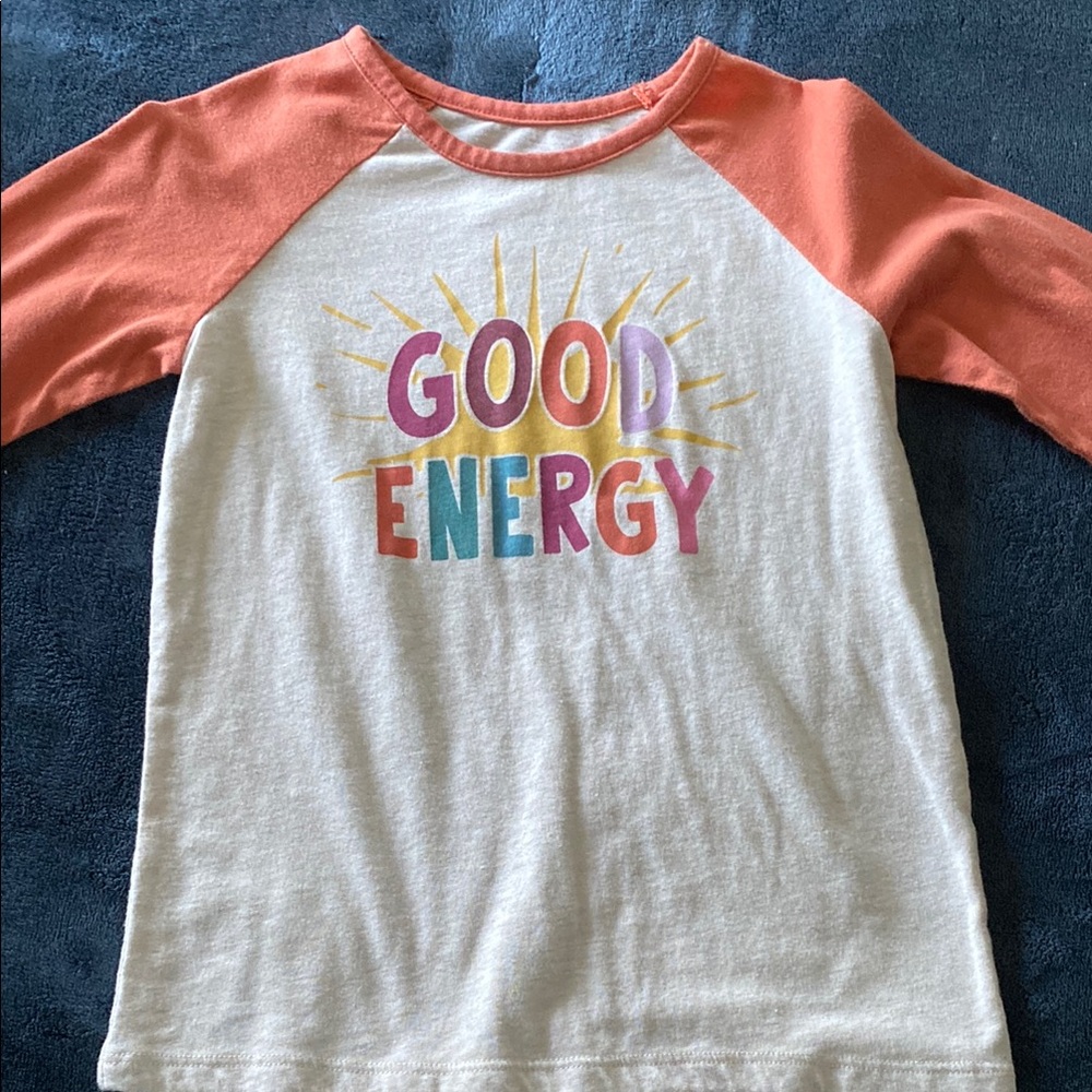 Kids Raglan Shirt with Good Energy Print